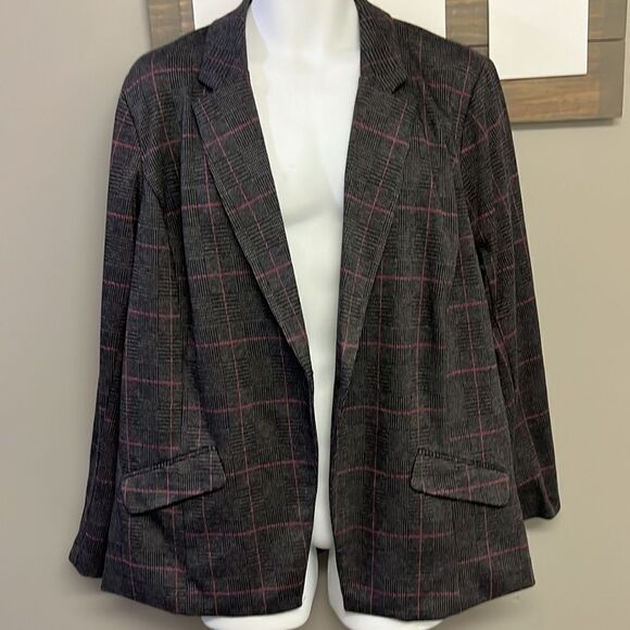Torrid Plaid Grey/Black/Purple One Button Aline Blazer- Size 3/3XL- NWOT - Picture 5 of 13